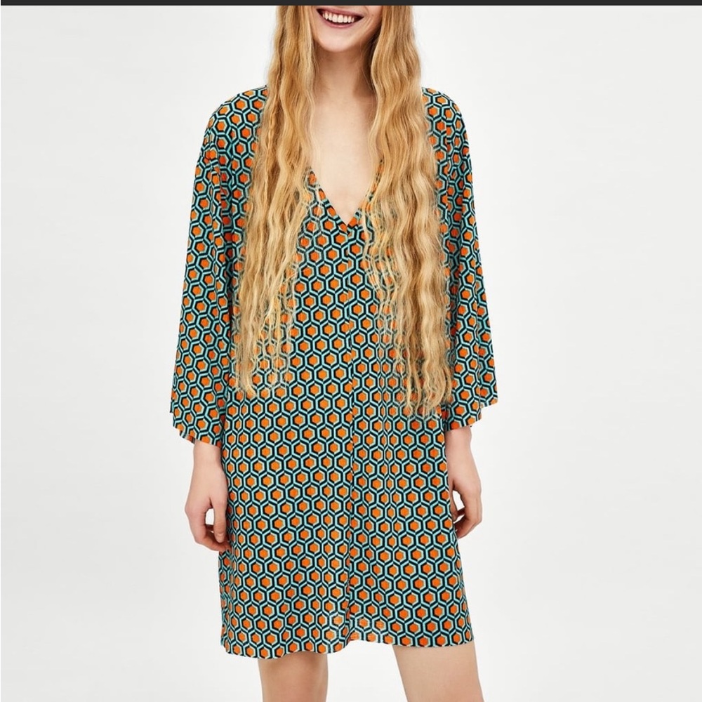 🎉Host Pick🎉 Zara geometric multicolored dress/beach cover up